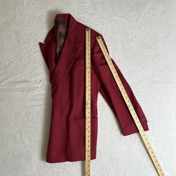 United Colors of Benetton Mens Italian Wool Blend Blazer Size 48 Burgundy Preppy - Picture 8 of 10